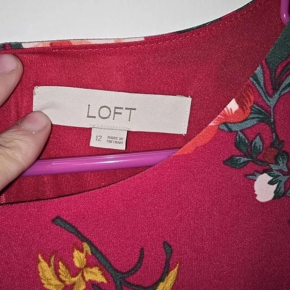 ANN TAYLOR LOFT ROSE PINK DRESS FLORAL PLEATED BODICE IS LINED - SZ 12 - Picture 4 of 5